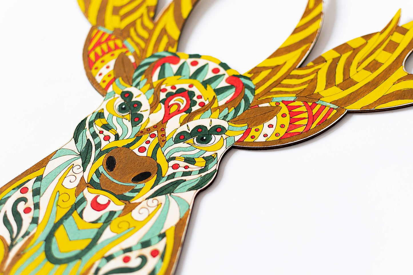 Mandala deer - Wooden coloring image - wall decoration