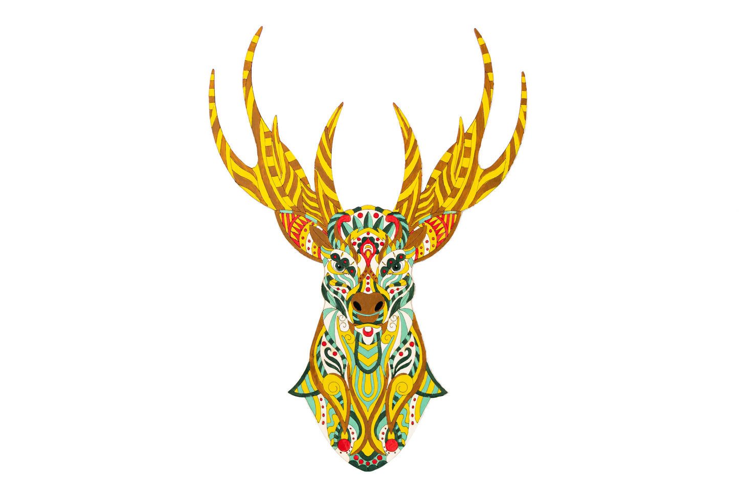 Mandala deer - Wooden coloring image - wall decoration