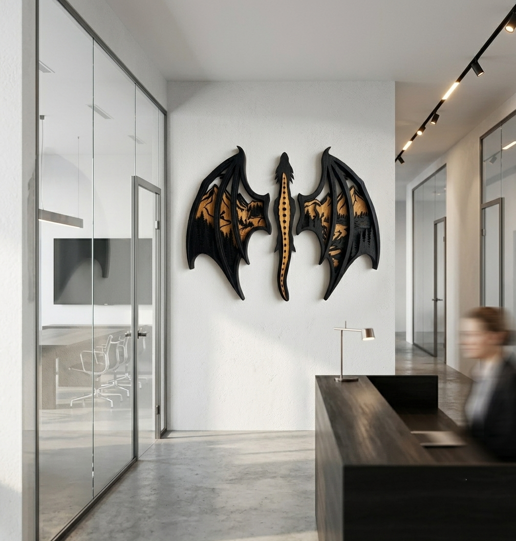 Dragon oak wall decor