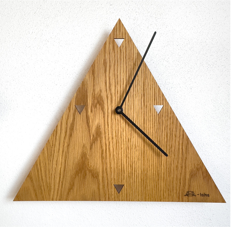 Triangle oak wall clock
