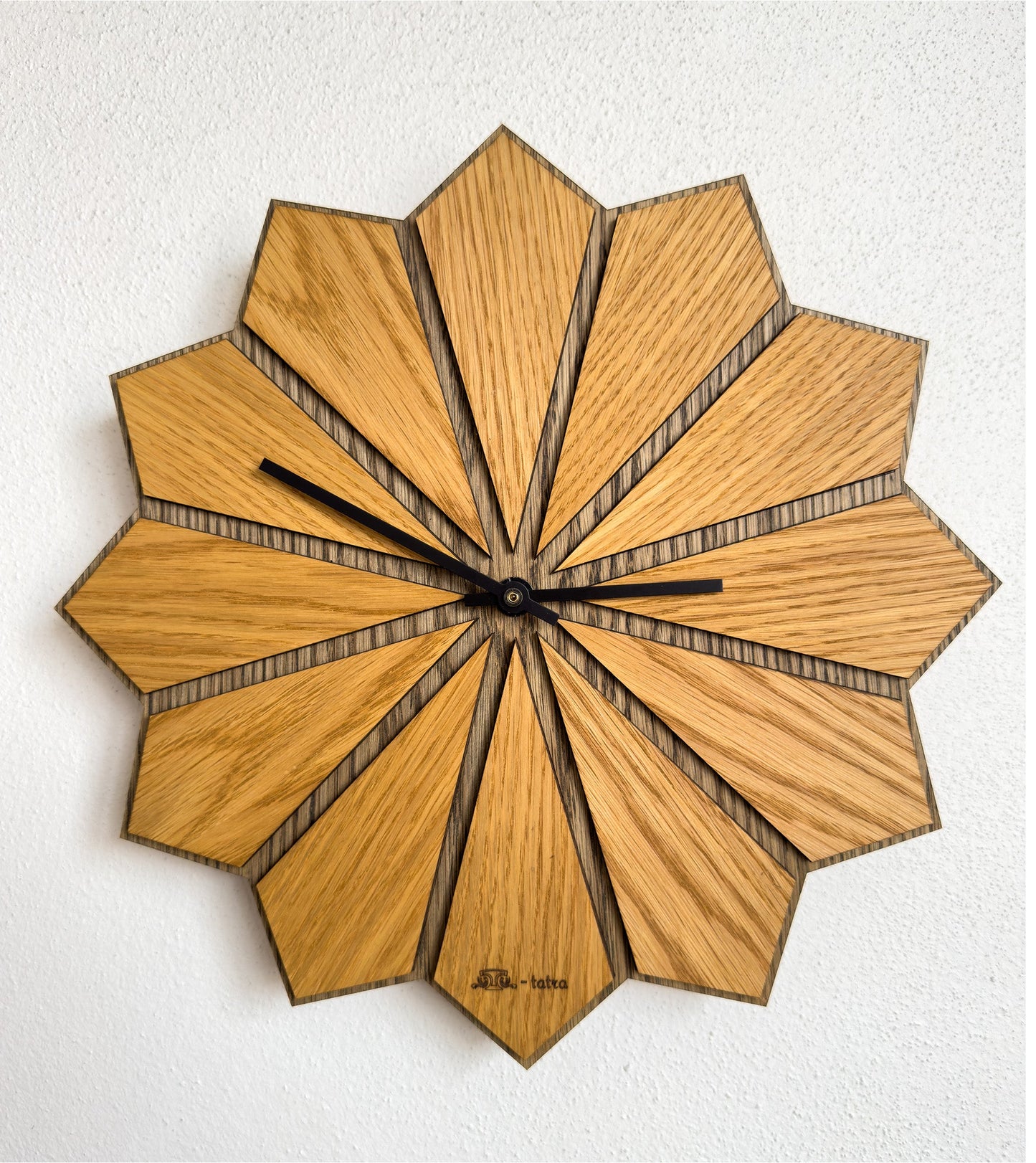 Sunrise – 3D Oak Wood Wall Clock (T-Tatra)
