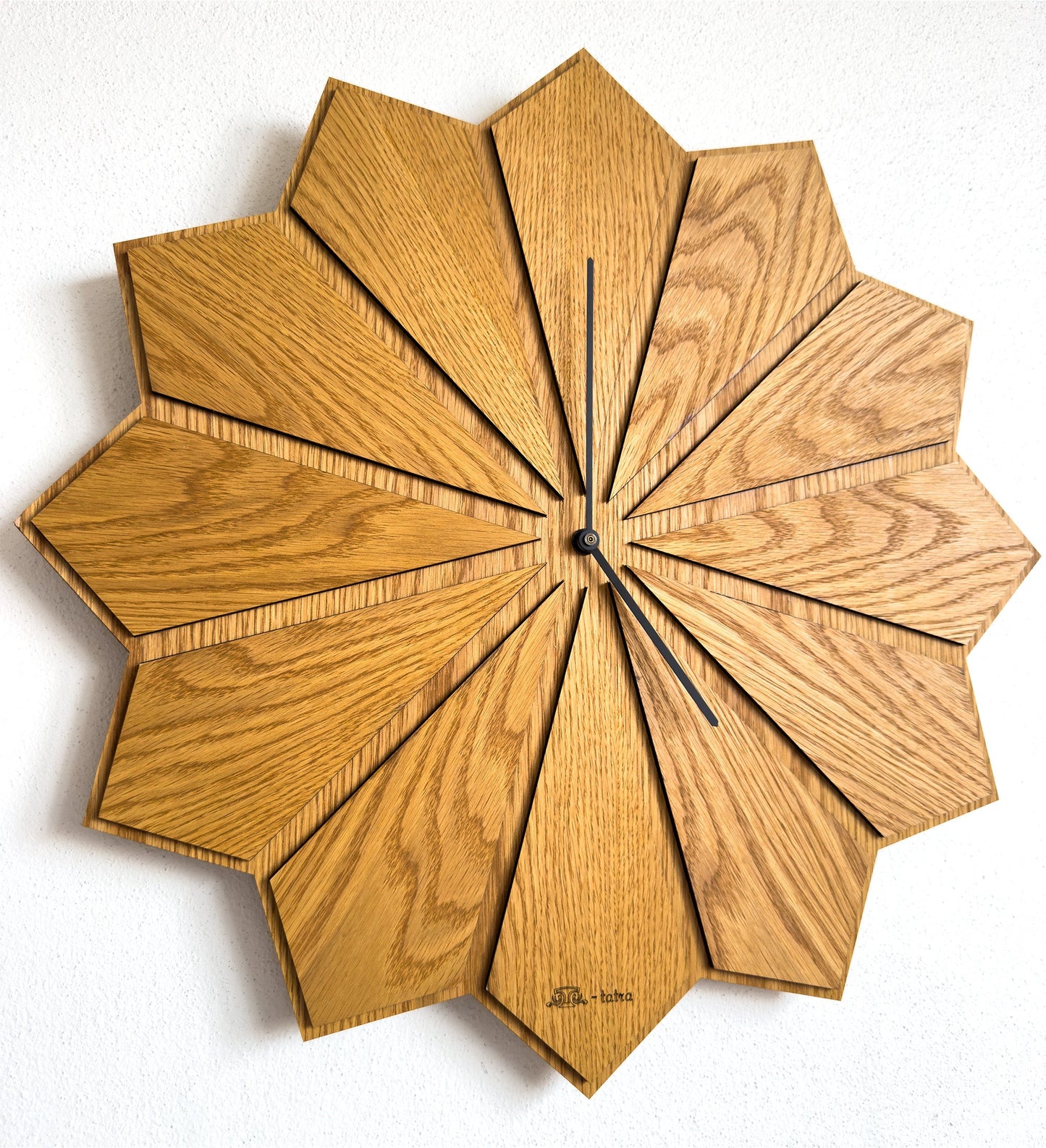Sunrise oak-on-oak wall clock
