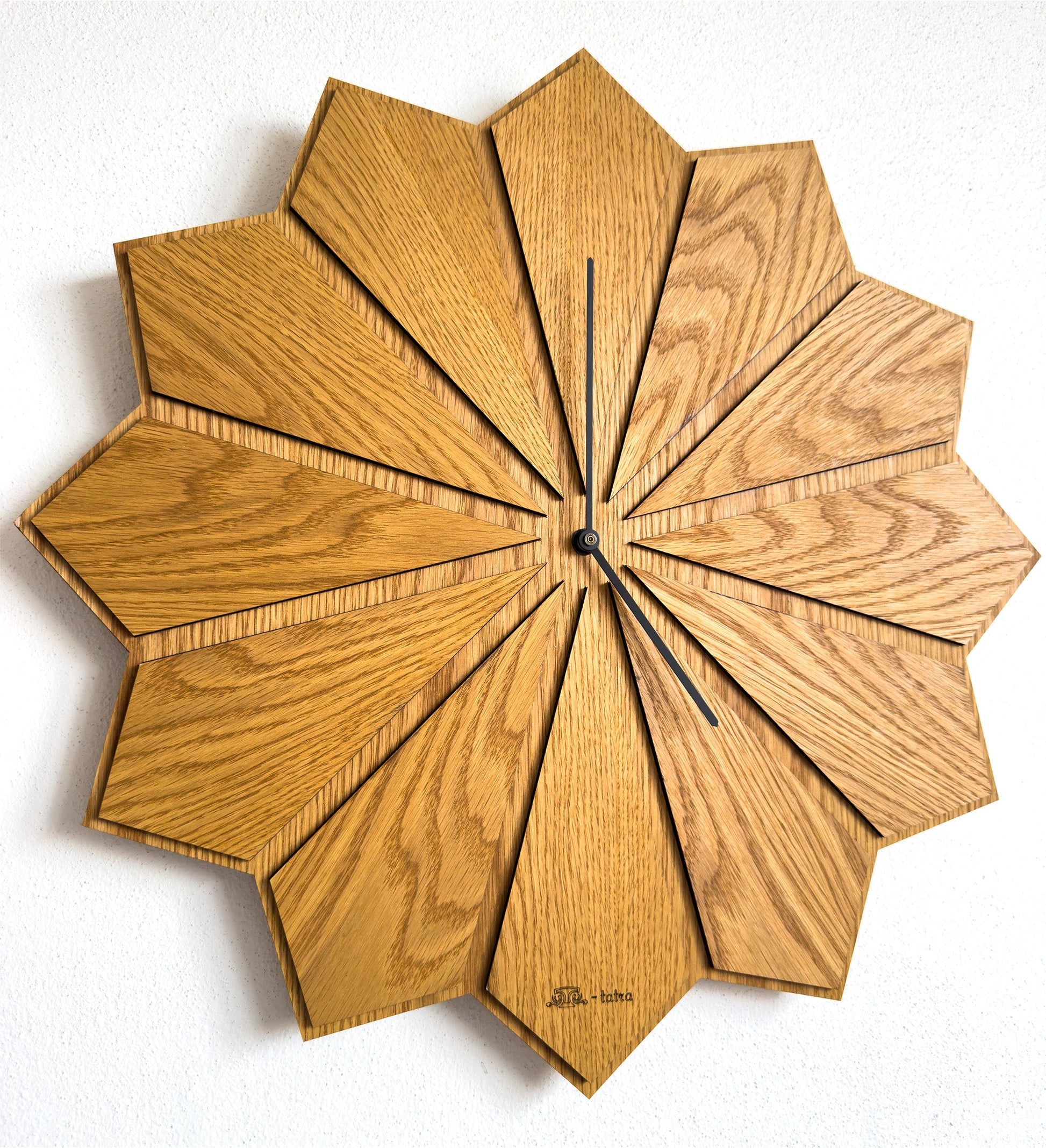 Sunrise oak-on-oak wall clock