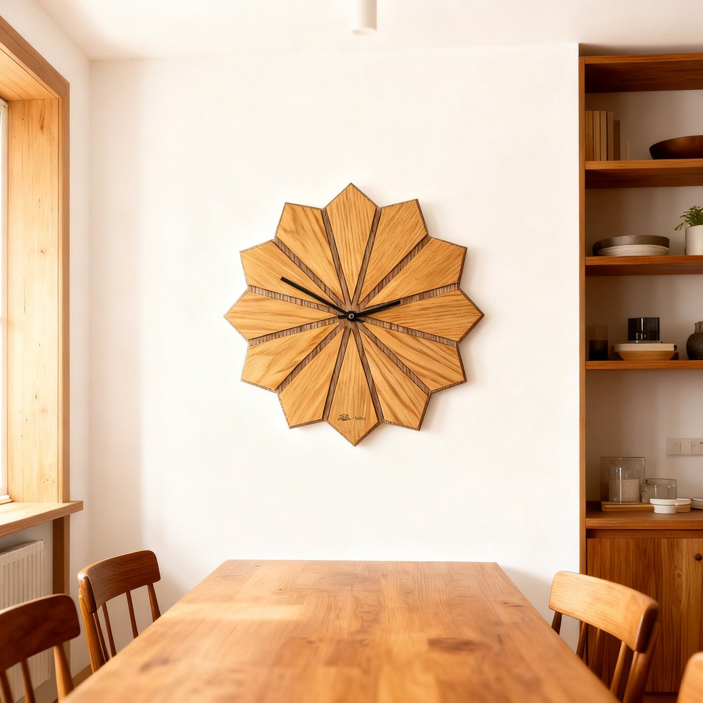 Sunrise – 3D Oak Wood Wall Clock (T-Tatra)
