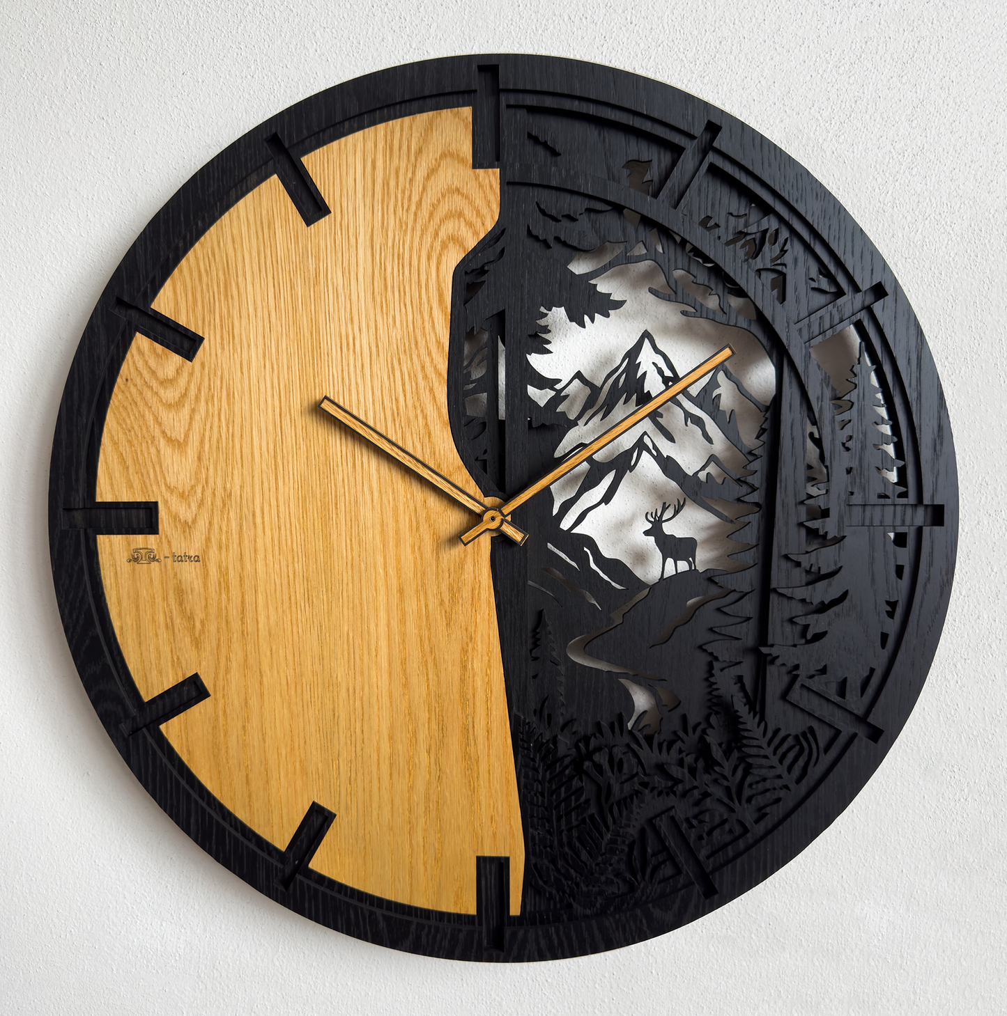 Mountain – 3D Oak Wood Wall Clock (T-Tatra)