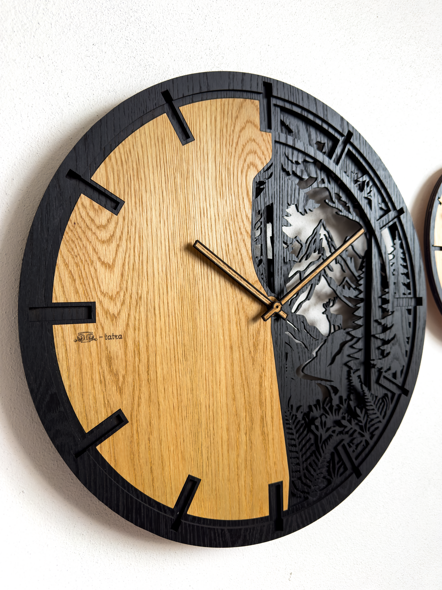 Mountain – 3D Oak Wood Wall Clock (T-Tatra)