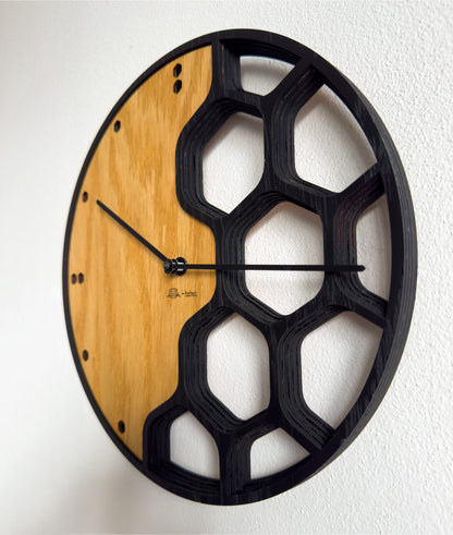 Honeycomb – 3D Oak Wood Wall Clock