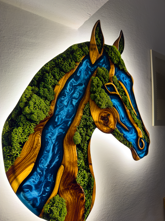 Luminous poster Moss wall decor Horse Carl