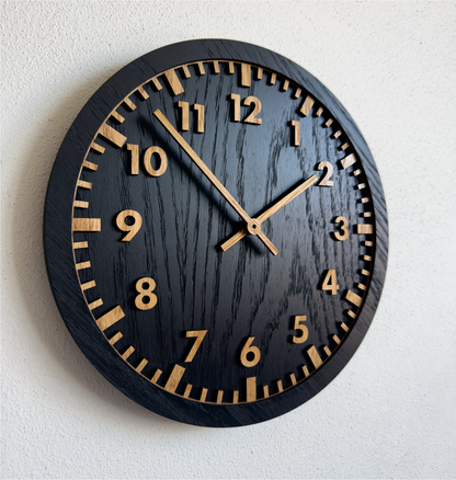 Noir oak wall clock