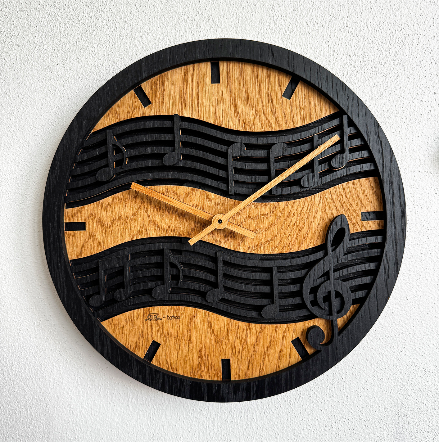 Musical Notes – 3D Oak Wood Wall Clock (T-Tatra)