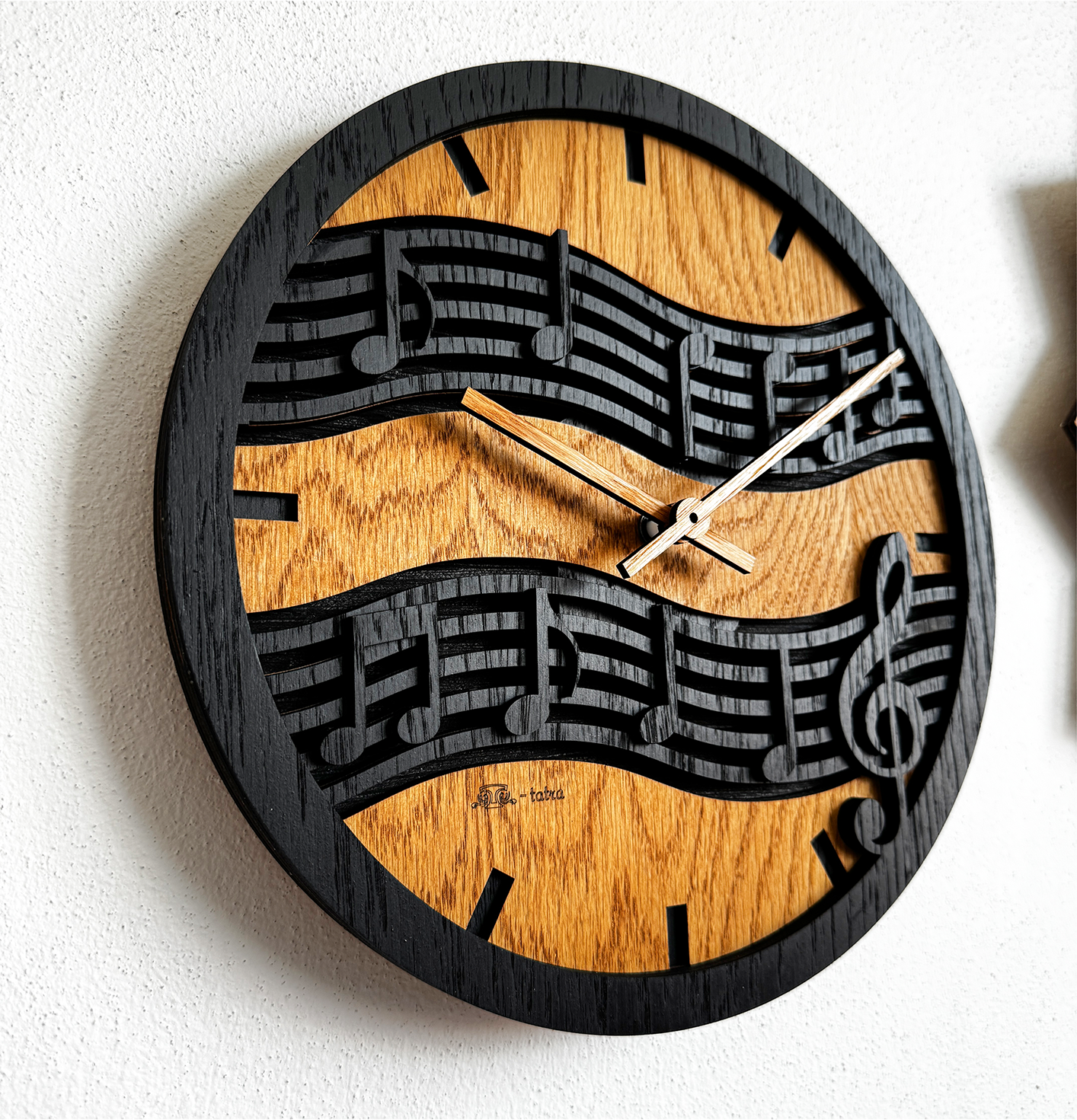 Musical Notes oak wall clock