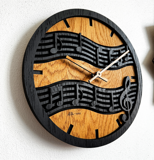 Musical Notes oak wall clock