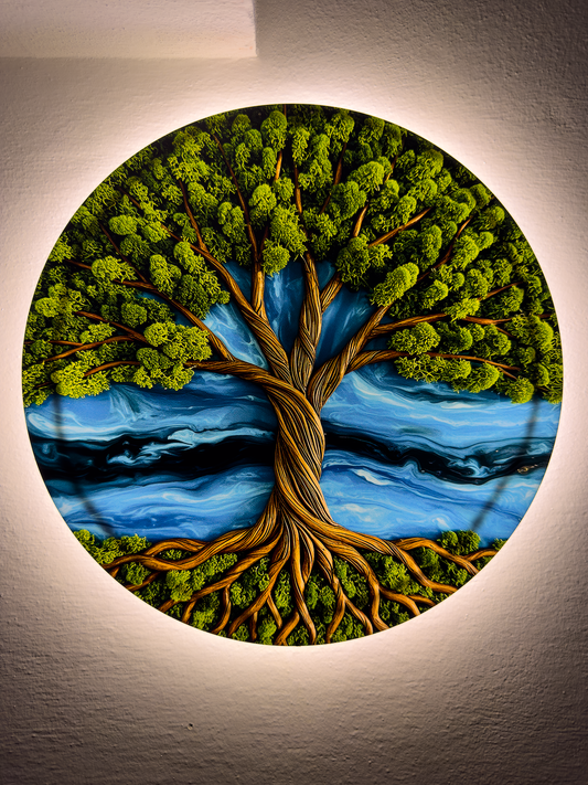 Luminous poster Moss wall decor Tree of Life