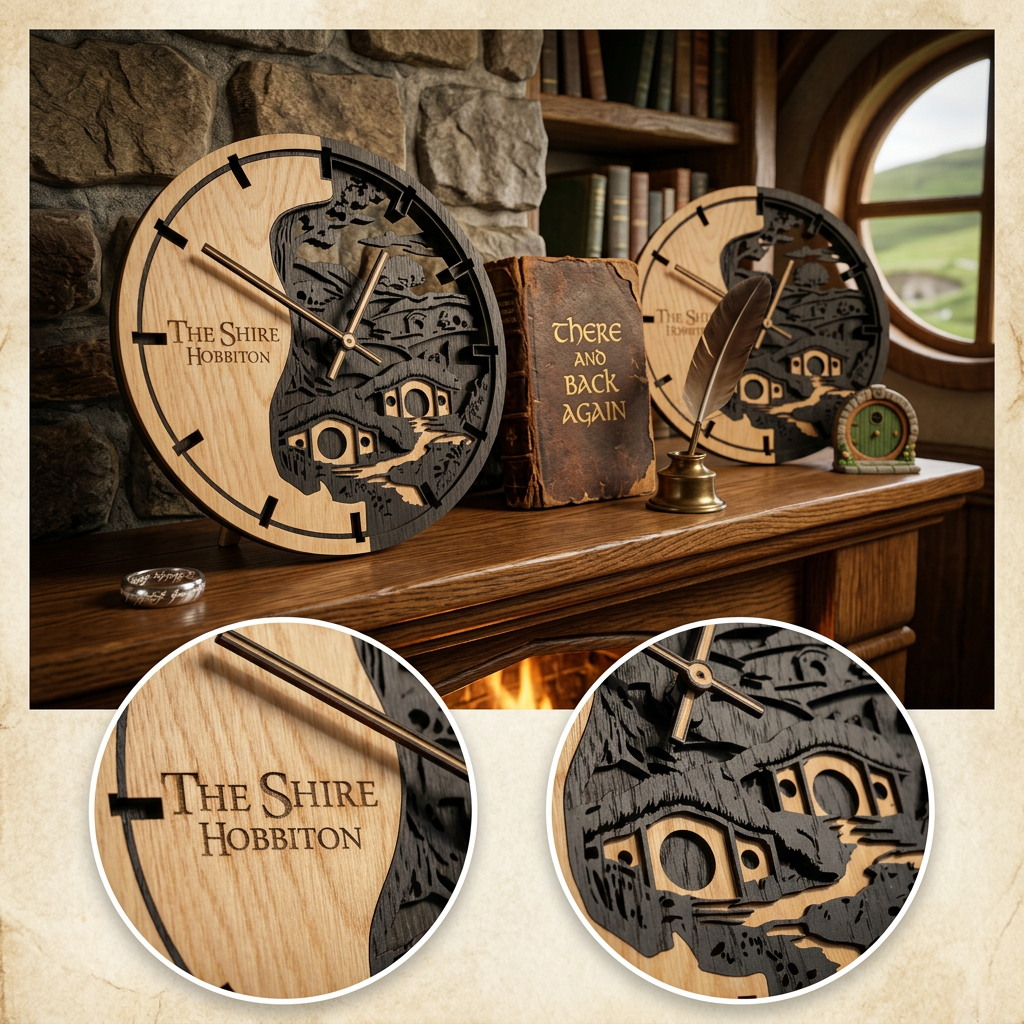 LOTR The Shire – 3D Oak Wood Wall Clock (T-Tatra)