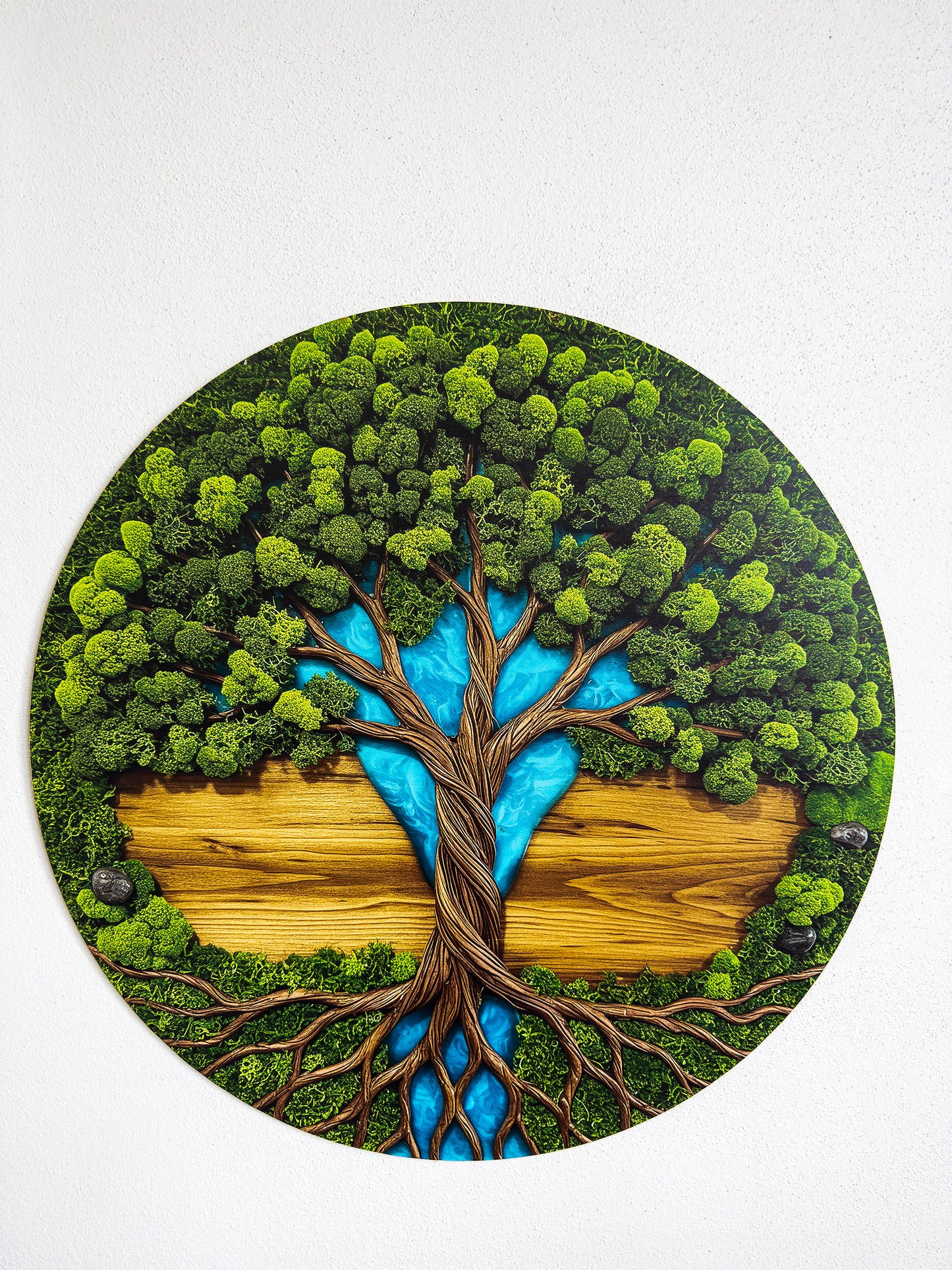 Wooden UV printed Moss wall decor Tree of Life Oak