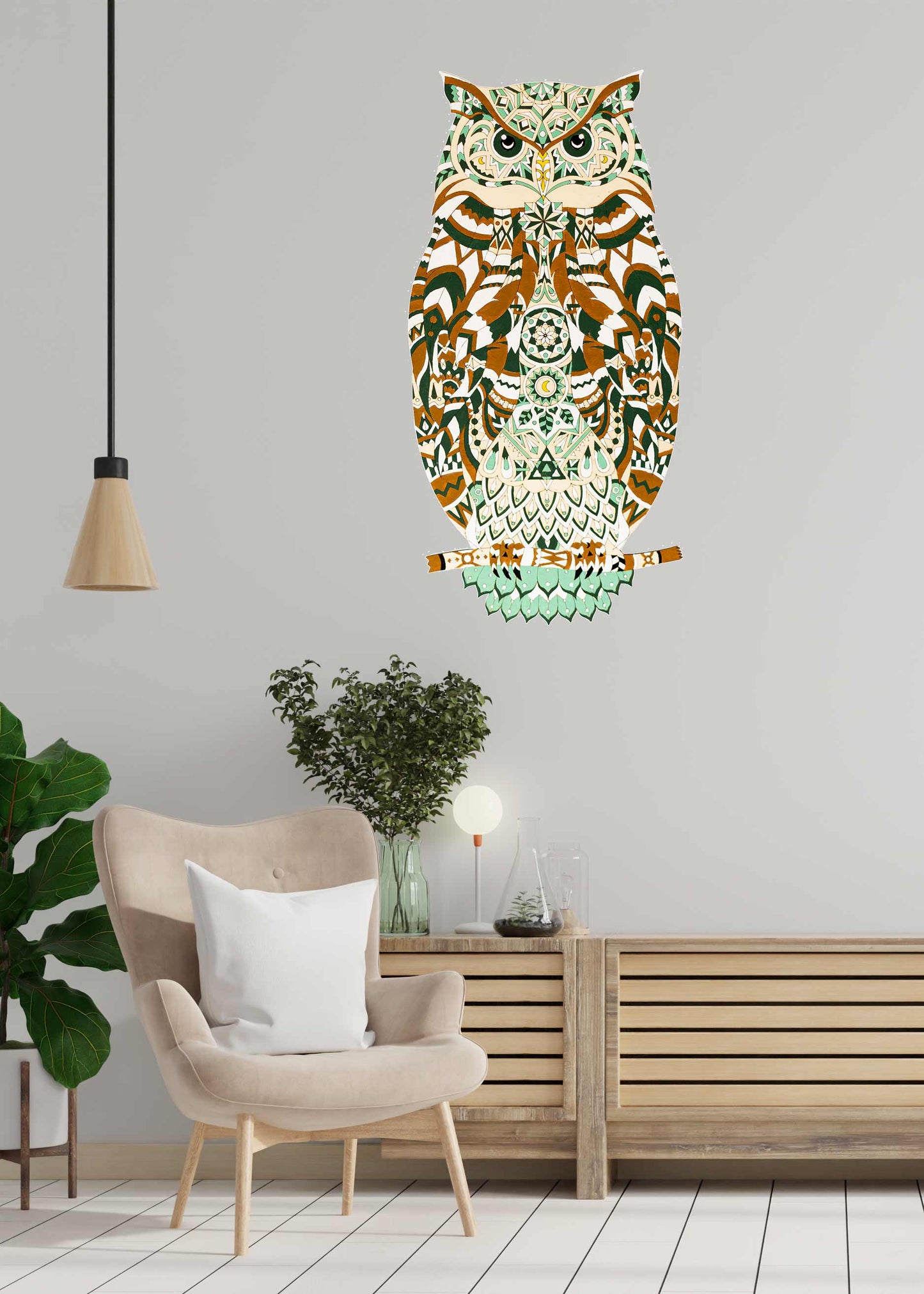 Bubo Bubo - Wooden coloring image - wall decoration