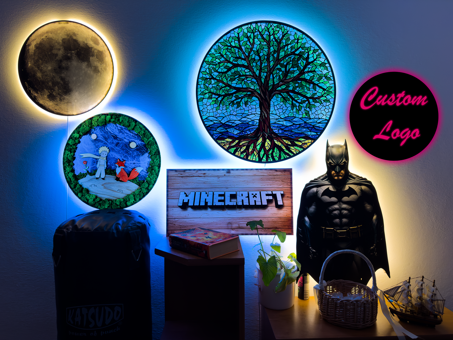 Luminous poster Moss wall decor Tree of Life