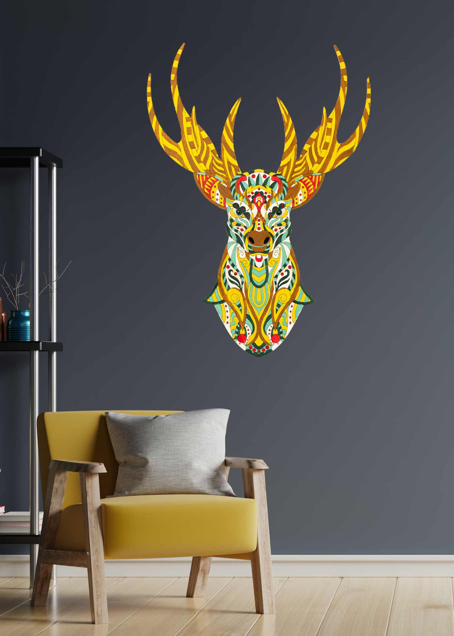 Mandala deer - Wooden coloring image - wall decoration
