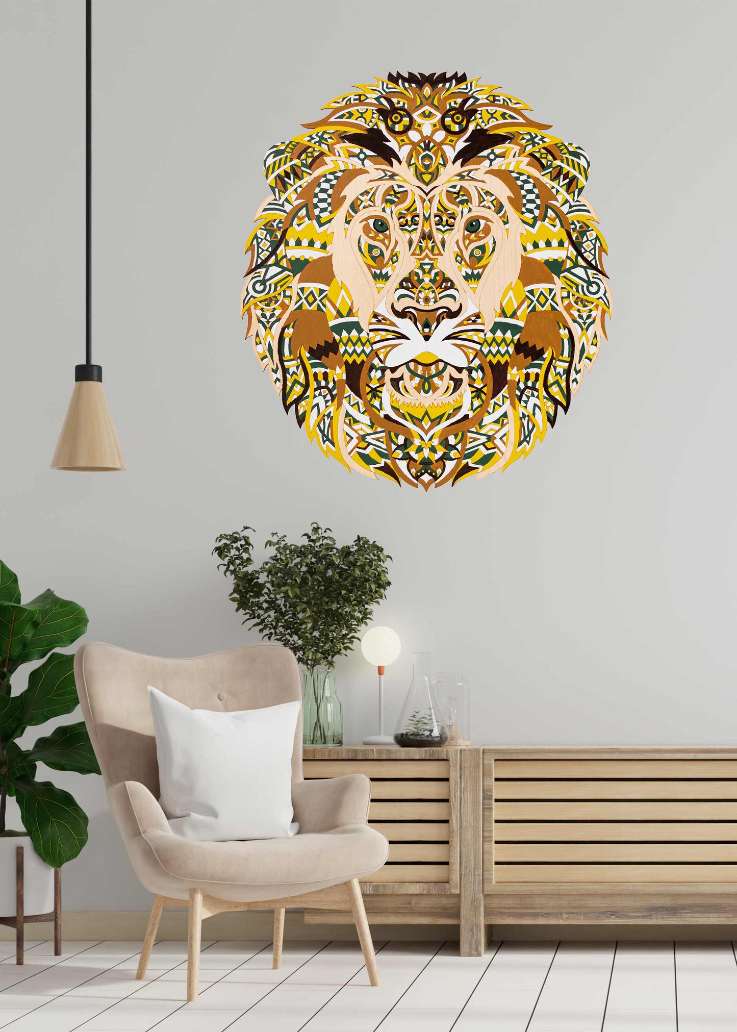 Mystique Lion - Wooden coloring image - wall decoration