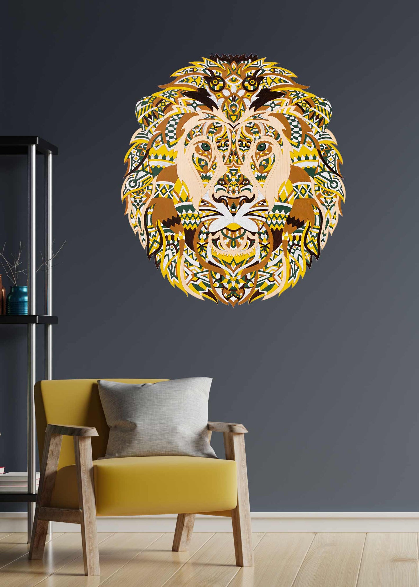 Mystique Lion - Wooden coloring image - wall decoration