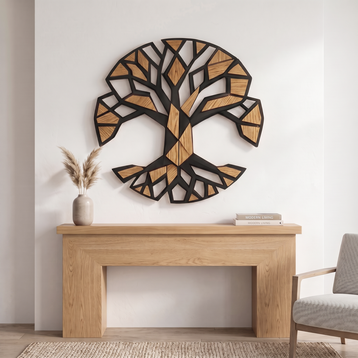 Tree of Life polygonal art oak wall decor