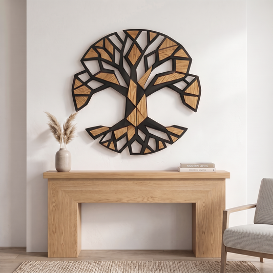 Tree of Life polygonal art oak wall decor
