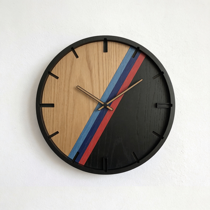 MotorSport oak wall clock