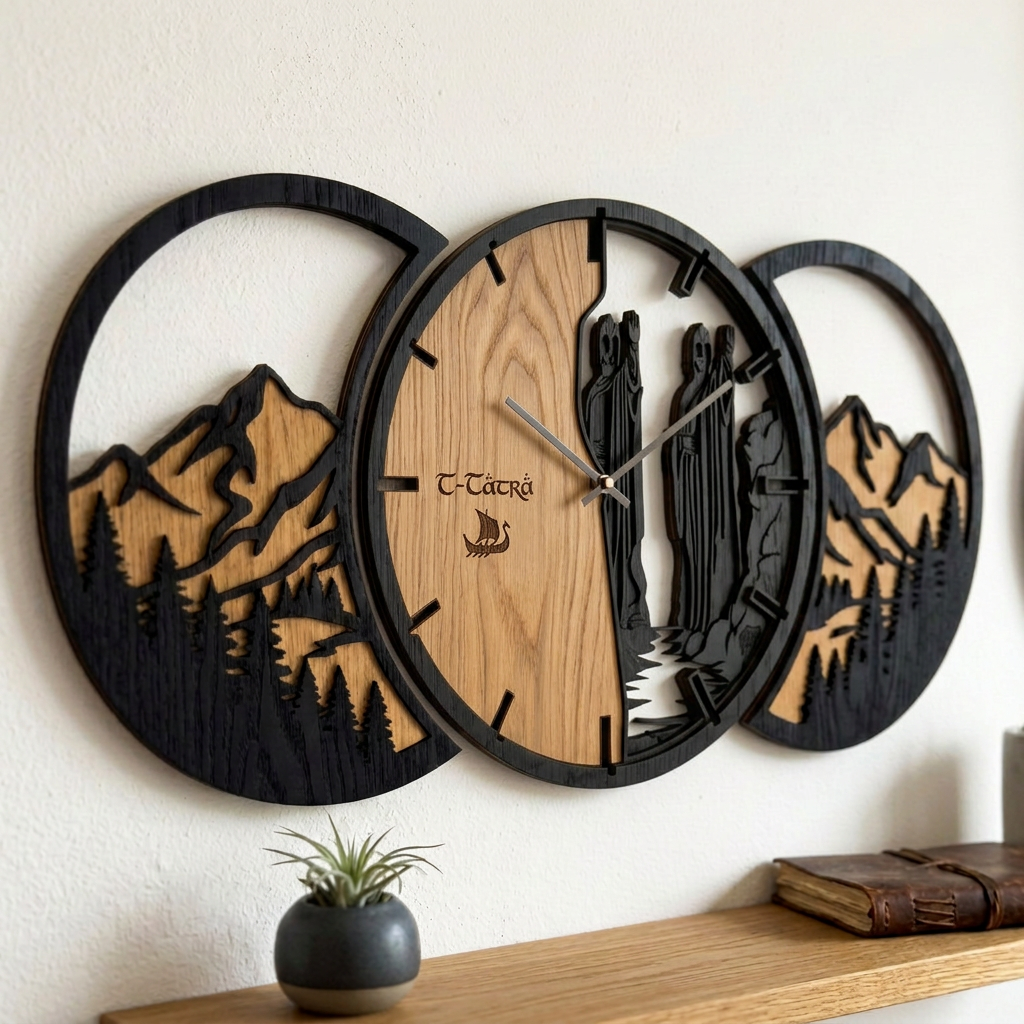 LOTR Pillars of the Kings – 3D Oak Wood Wall Clock