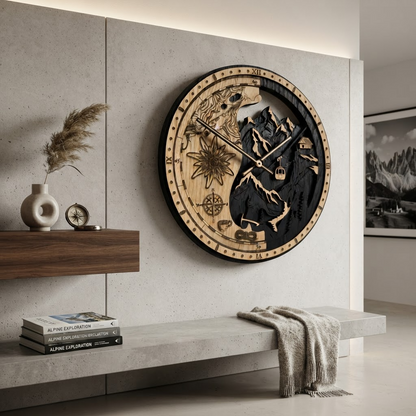 Alpine World oak wall clock
