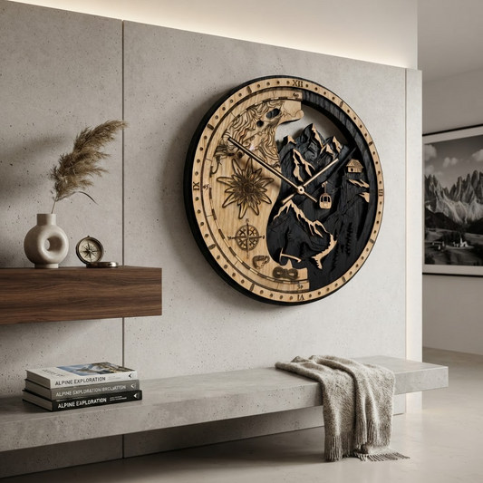 Alpine World oak wall clock