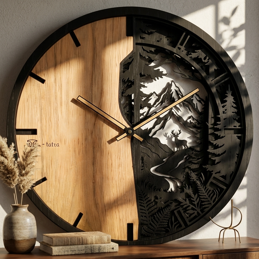 Mountain – 3D Oak Wood Wall Clock
