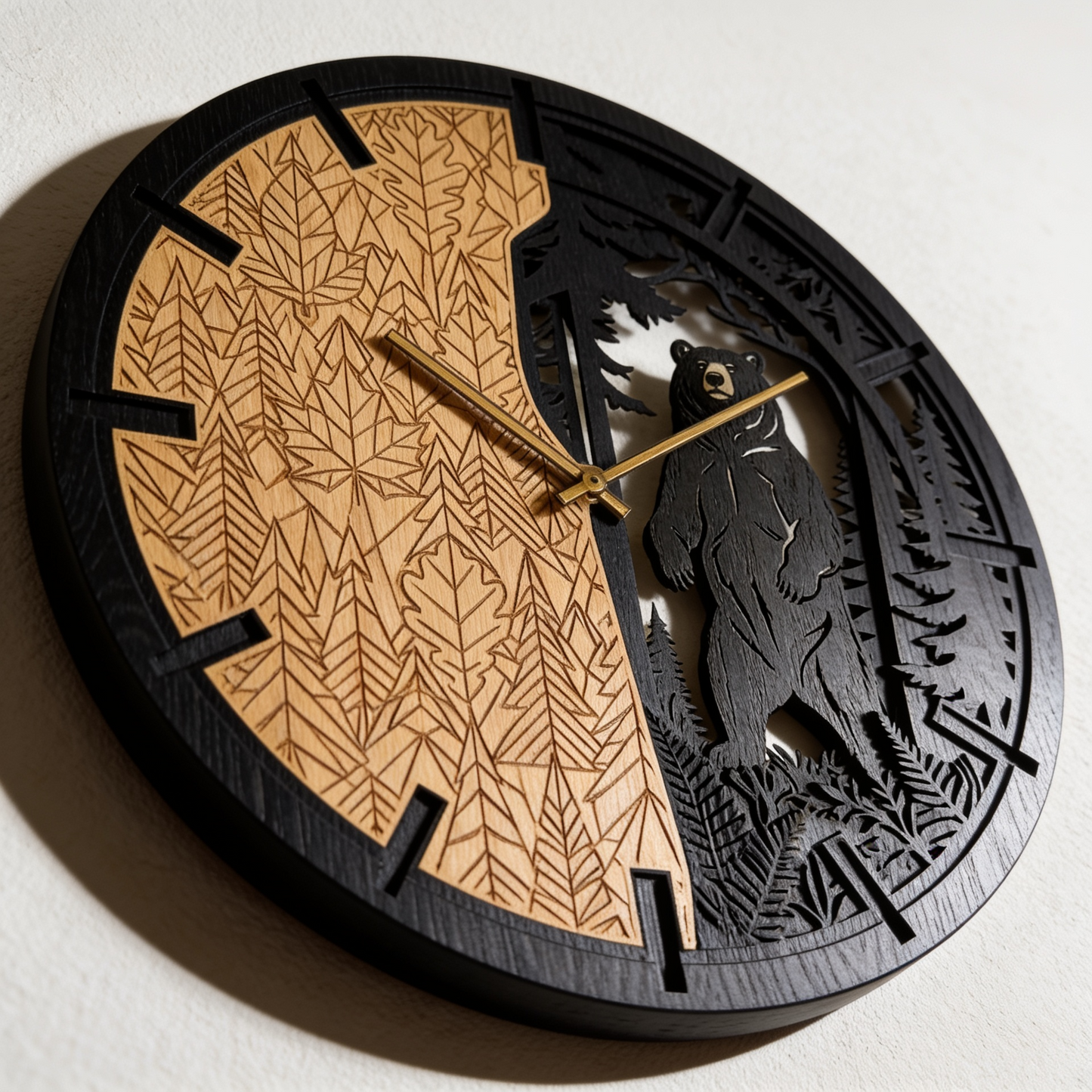 Bear – 3D Oak Wood Wall Clock (T-Tatra)