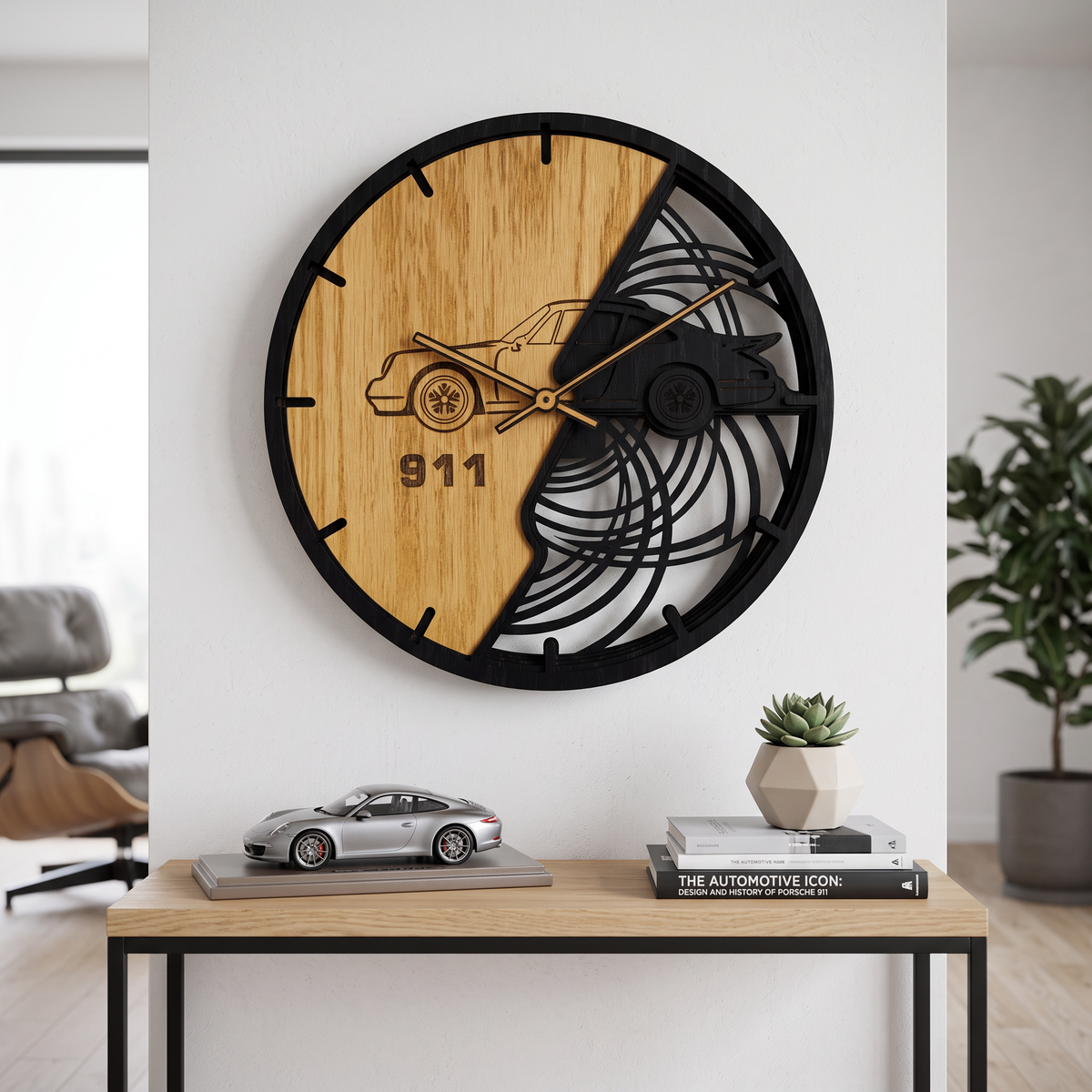 Sports Car – 3D Oak Wood Wall Clock