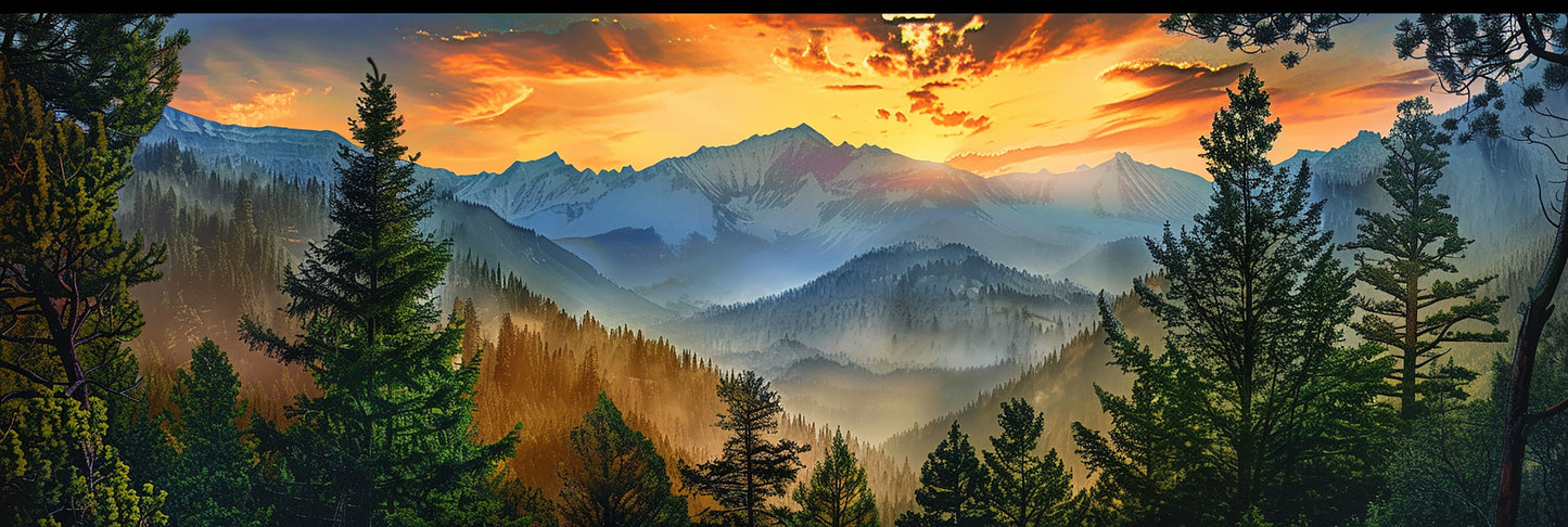 Luminous poster Mountain sunset