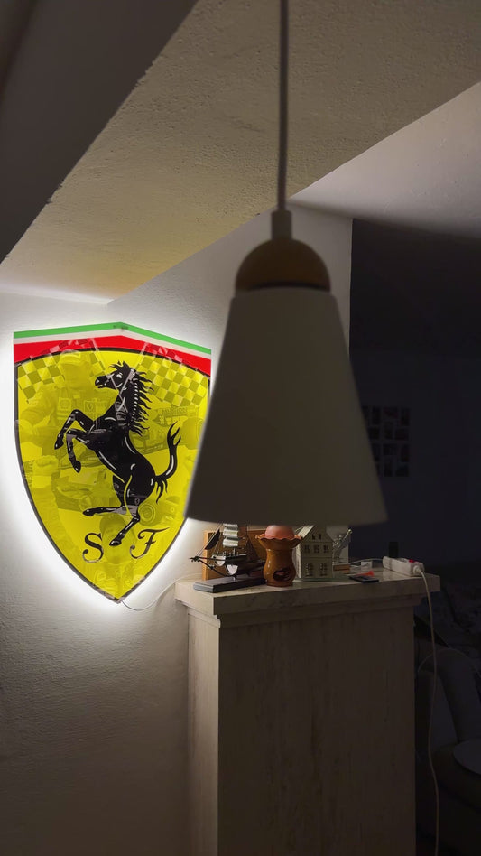 Luminous poster Ferrari LED Light Wall Decor Logo