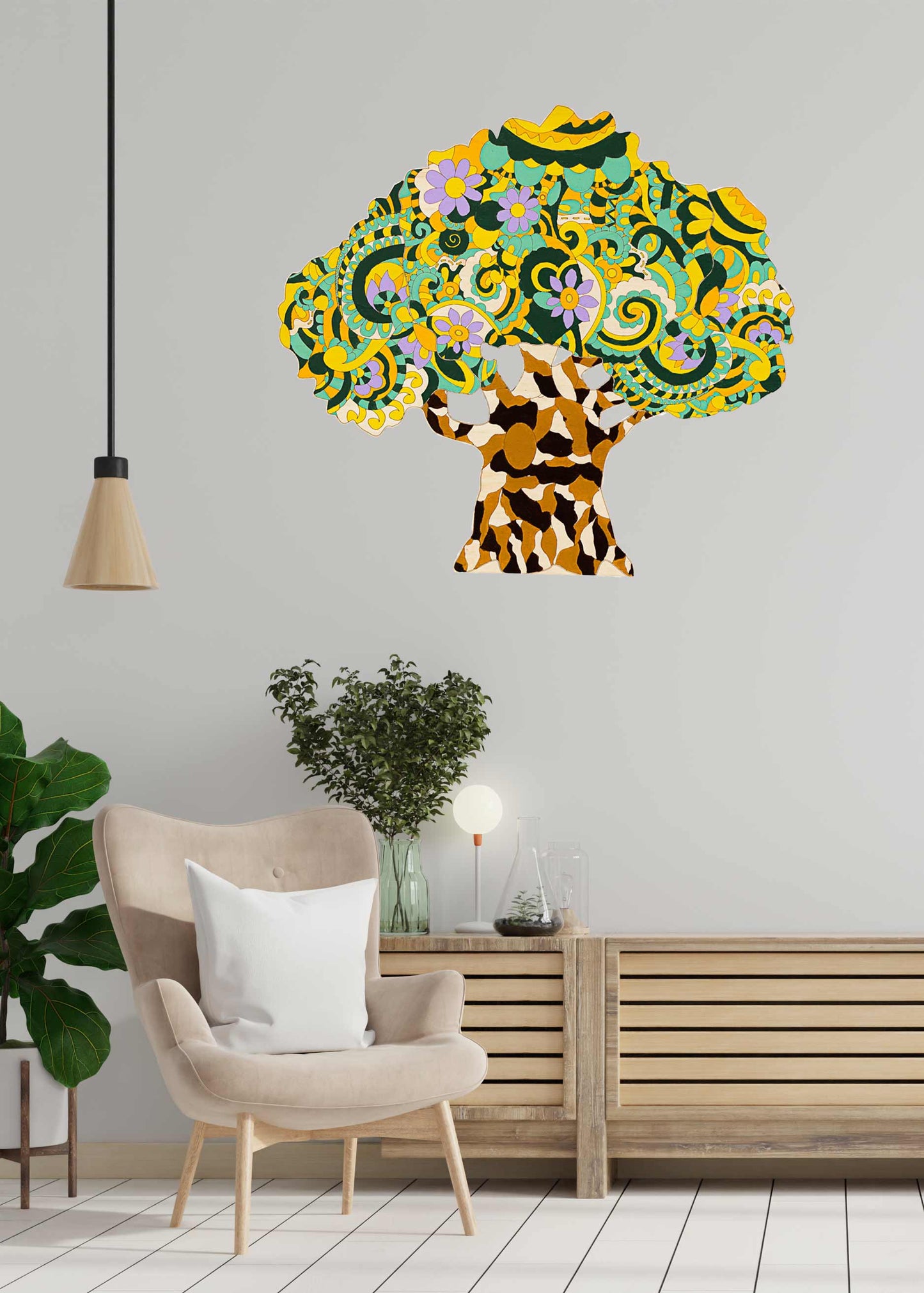 Mandala tree - Wooden coloring image - wall decoration