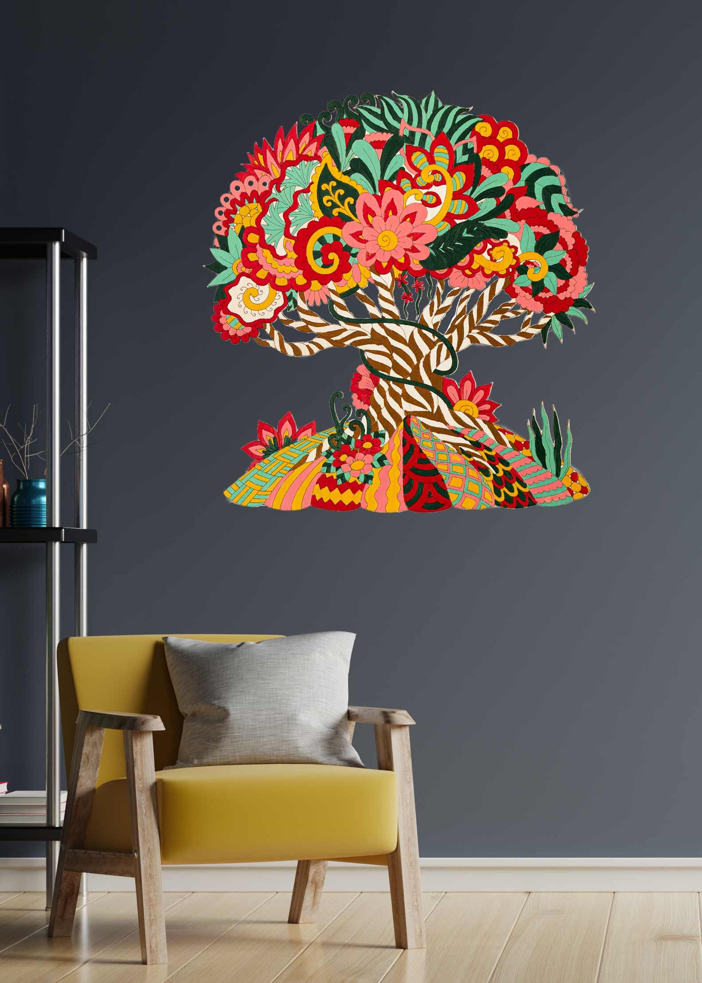 Tree of the forest fairies - Wooden coloring image - wall decoration