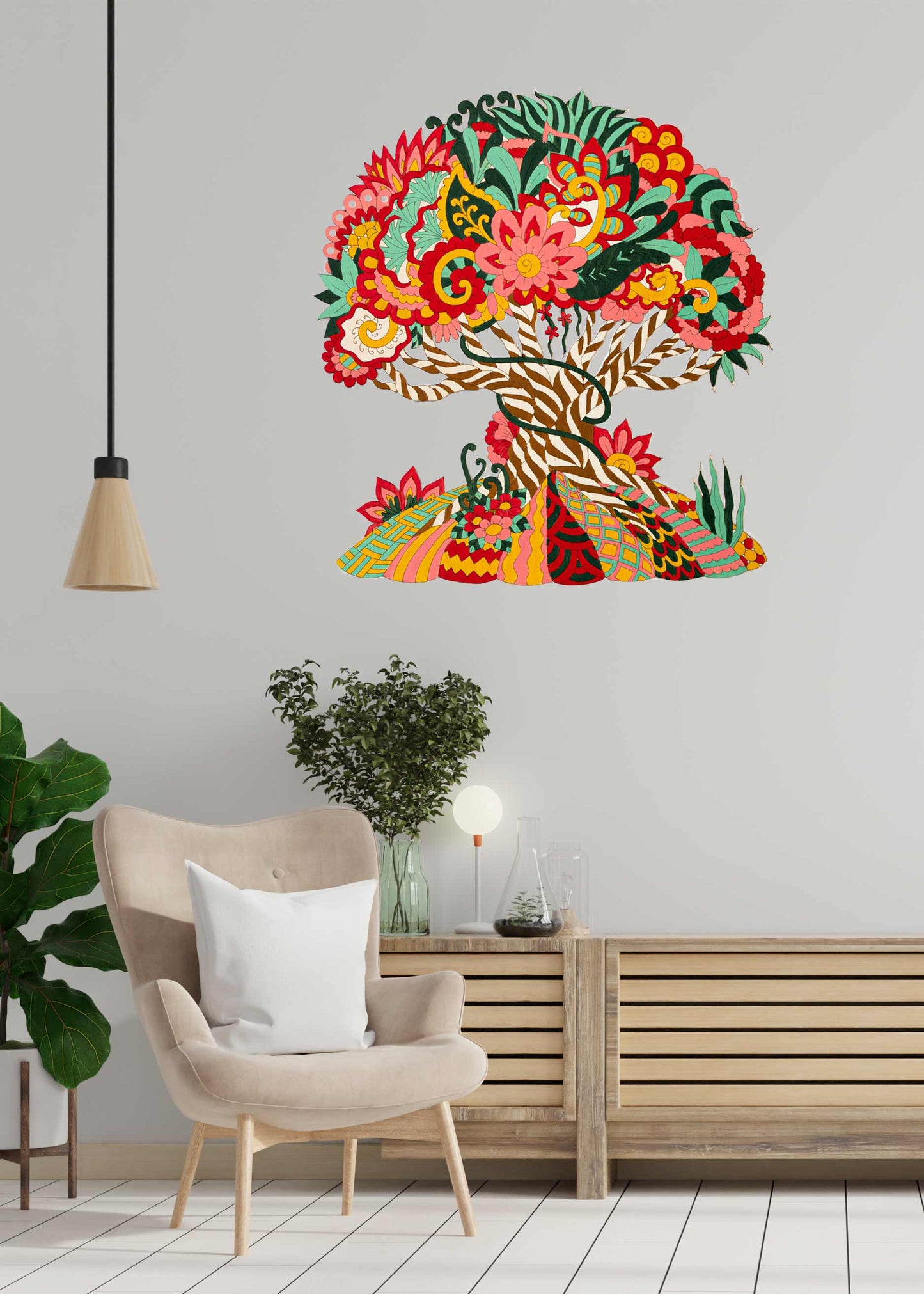 Tree of the forest fairies - Wooden coloring image - wall decoration