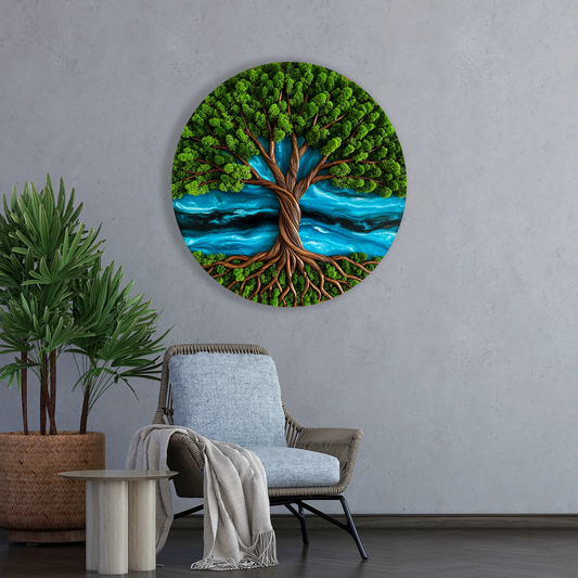 Wooden UV printed Moss wall decor Tree of Life
