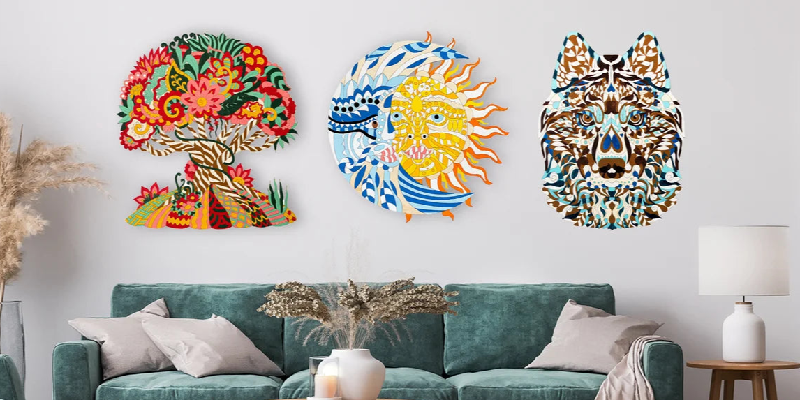 Mandala owl - Wooden coloring image - wall decoration
